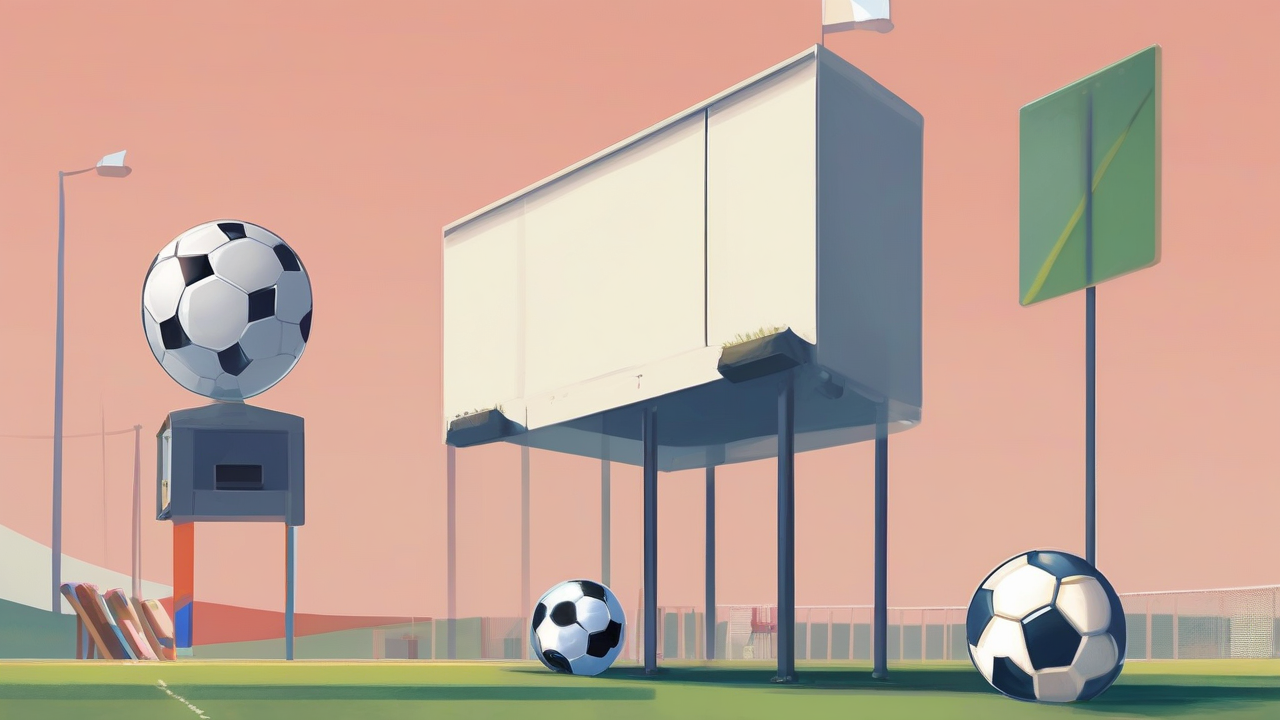 An unlettered banner crosses a soccer touchline toward a closed disciplinary file box