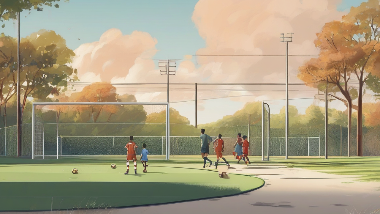 A youth soccer field narrows through fee, travel and academy gates toward a national-team pathway