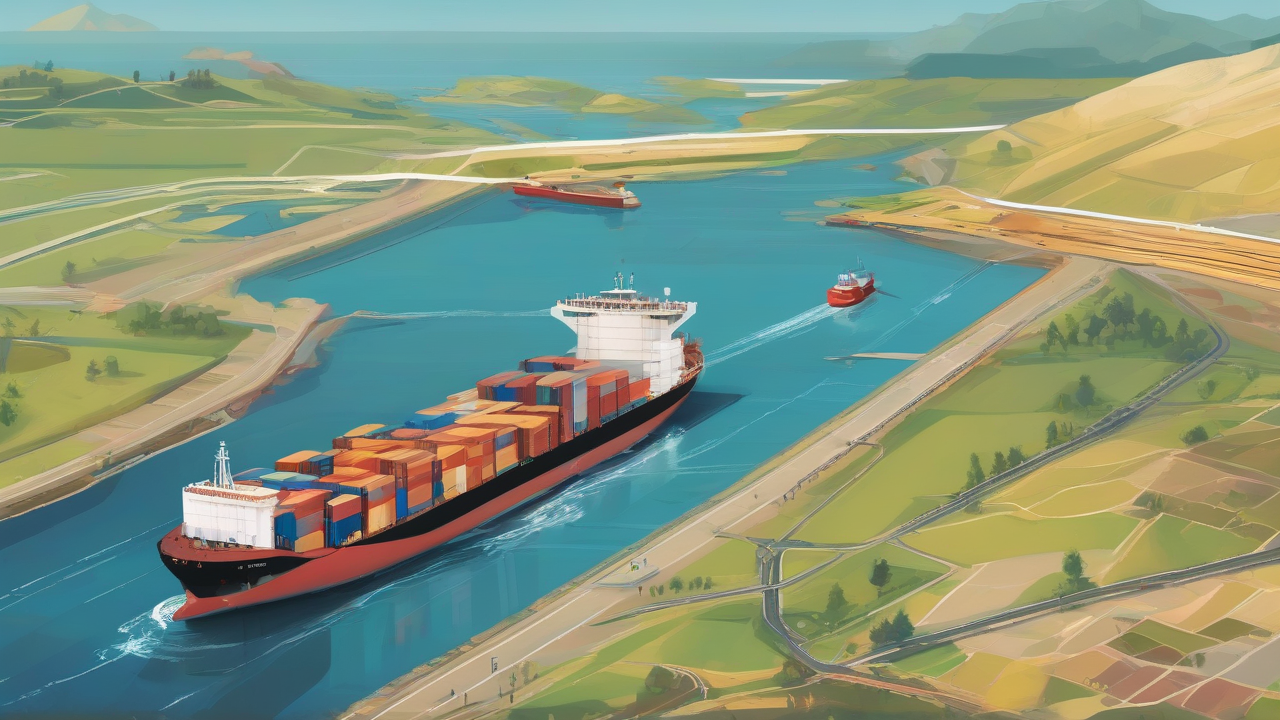 An oil-price trace crosses a threshold beside two constricted but open shipping lanes