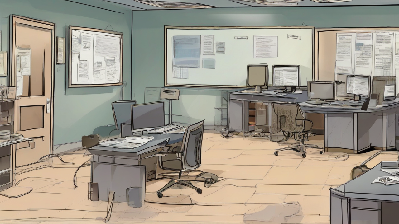 Several reporting paths fade before reaching the public pages on an empty newsroom assignment board