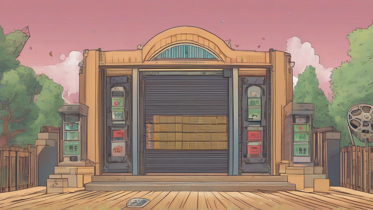 A cinema reel splits into anonymous platform views before a removal gate