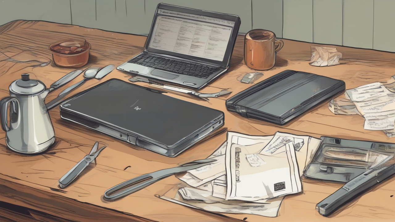 Folded classified ads and a pair of scissors on a kitchen table