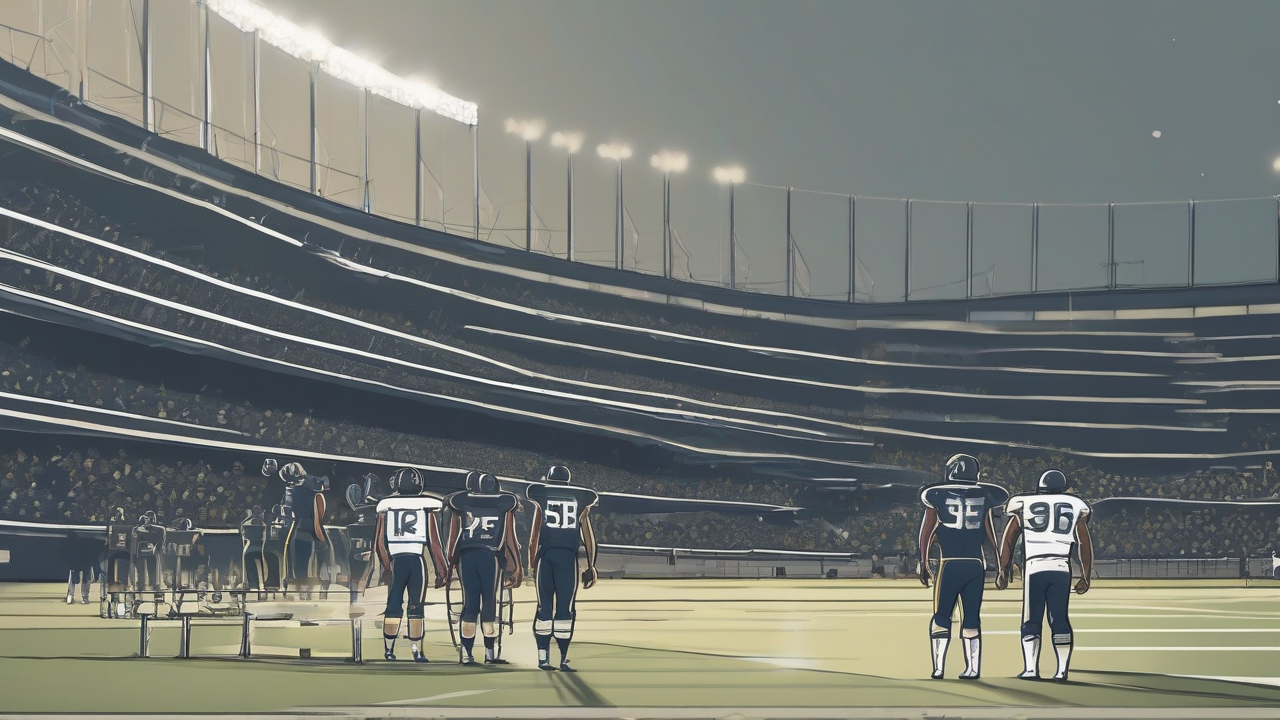 A printed football roster with two blank name slots under stadium lights