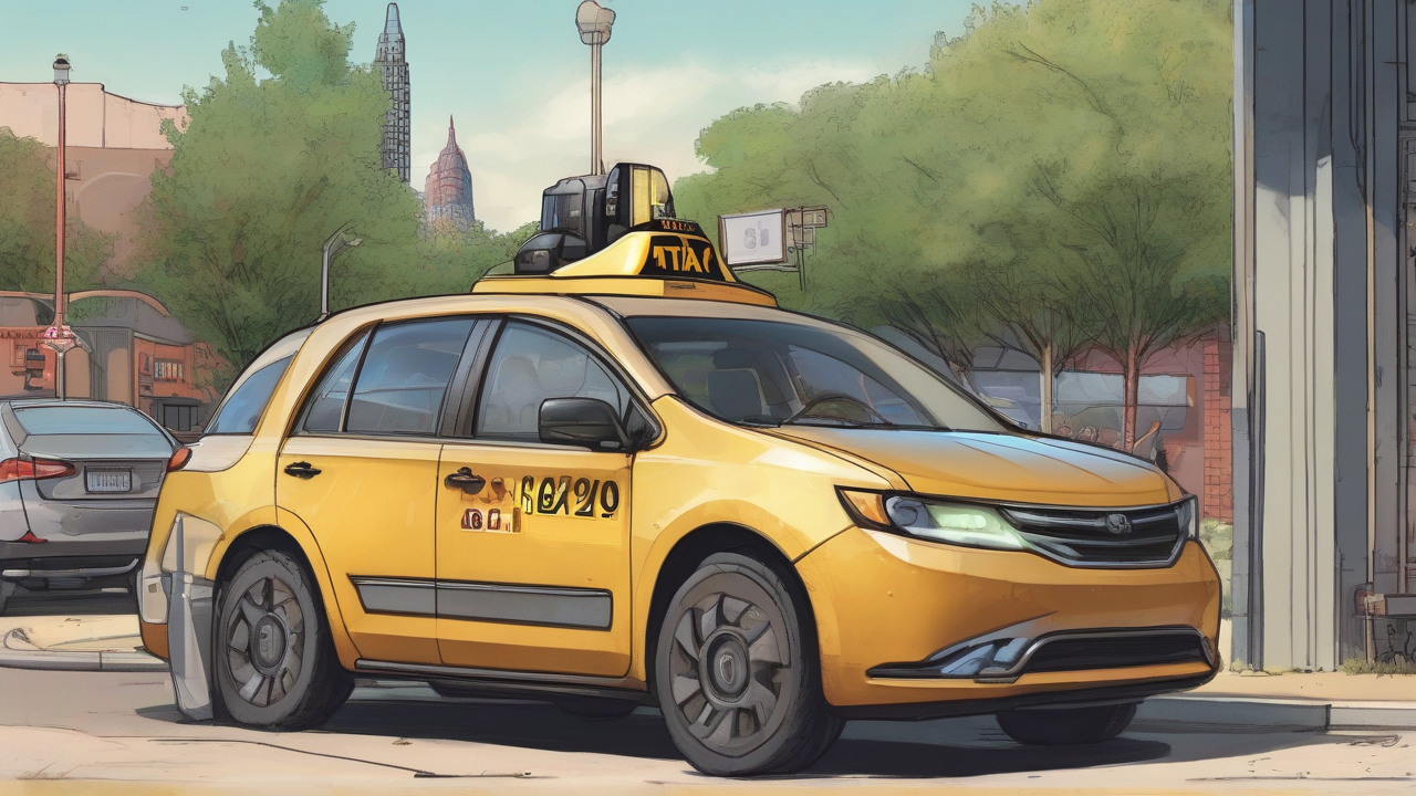A wheel-less robotaxi at a quiet Austin curb under a federal inspection tag