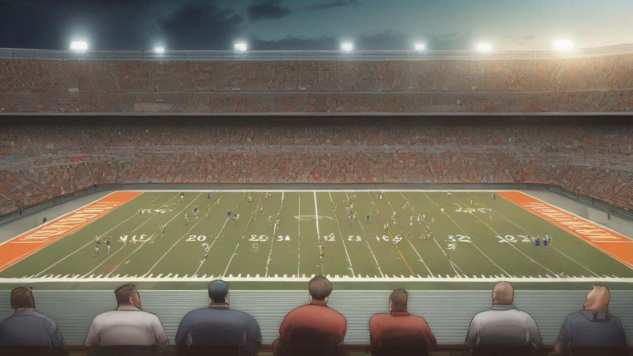 A printed football roster with two blank name slots under unused stadium lights