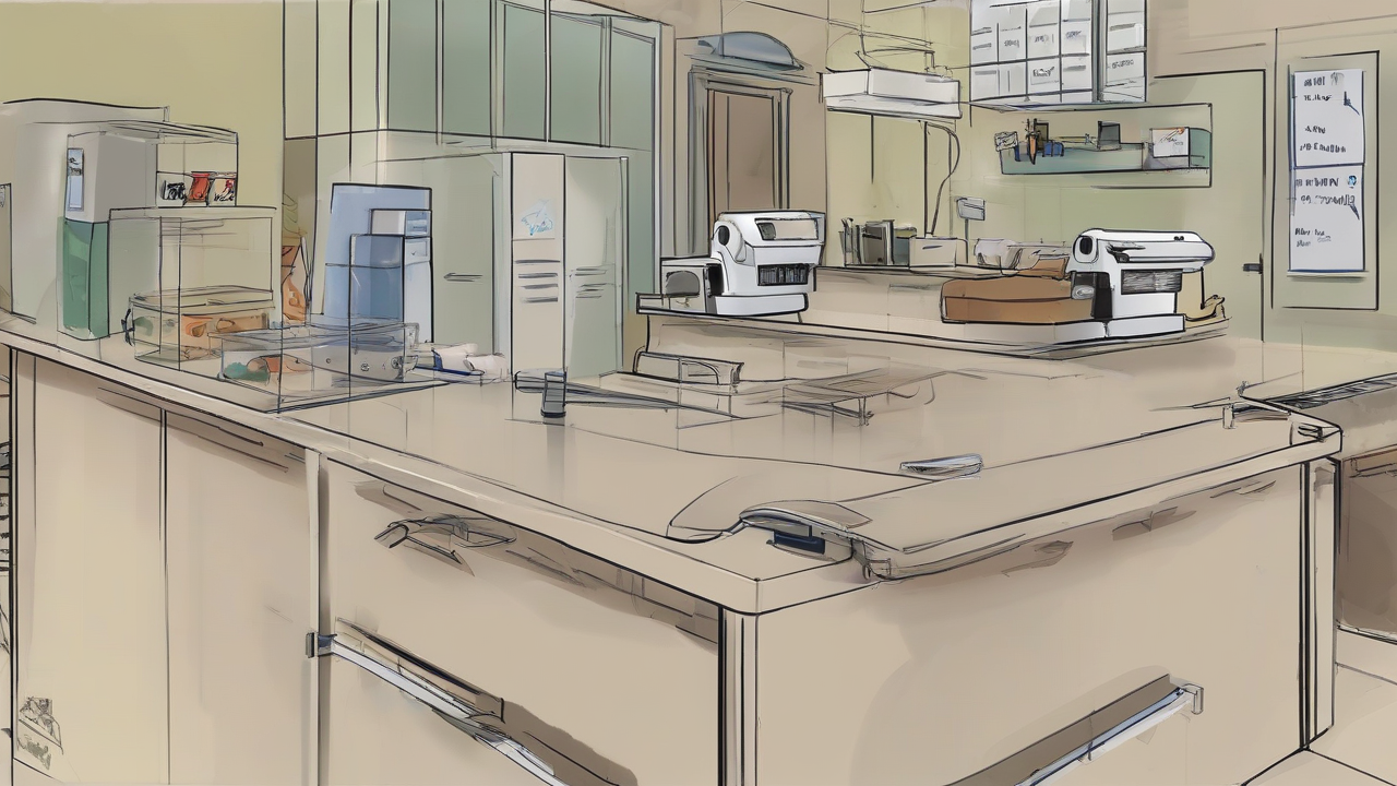 Three unlabeled tally boxes on a clinic counter with one stamped and two circled in different inks