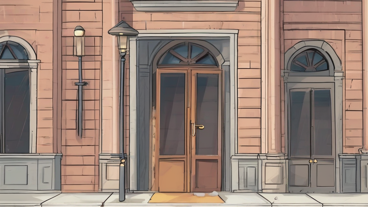 A stack of unread envelopes beside a closed courthouse door on a holiday morning