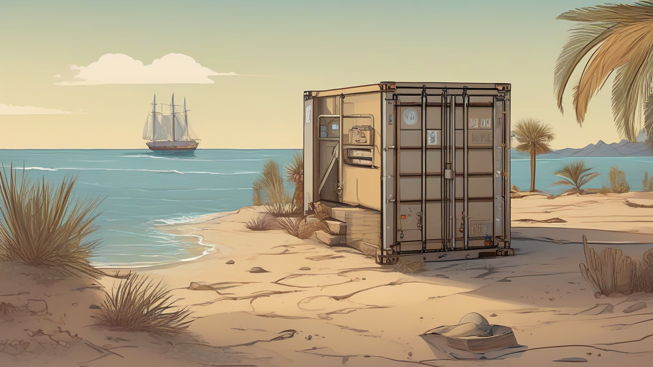 A second day's blank nautical box off a desert coast