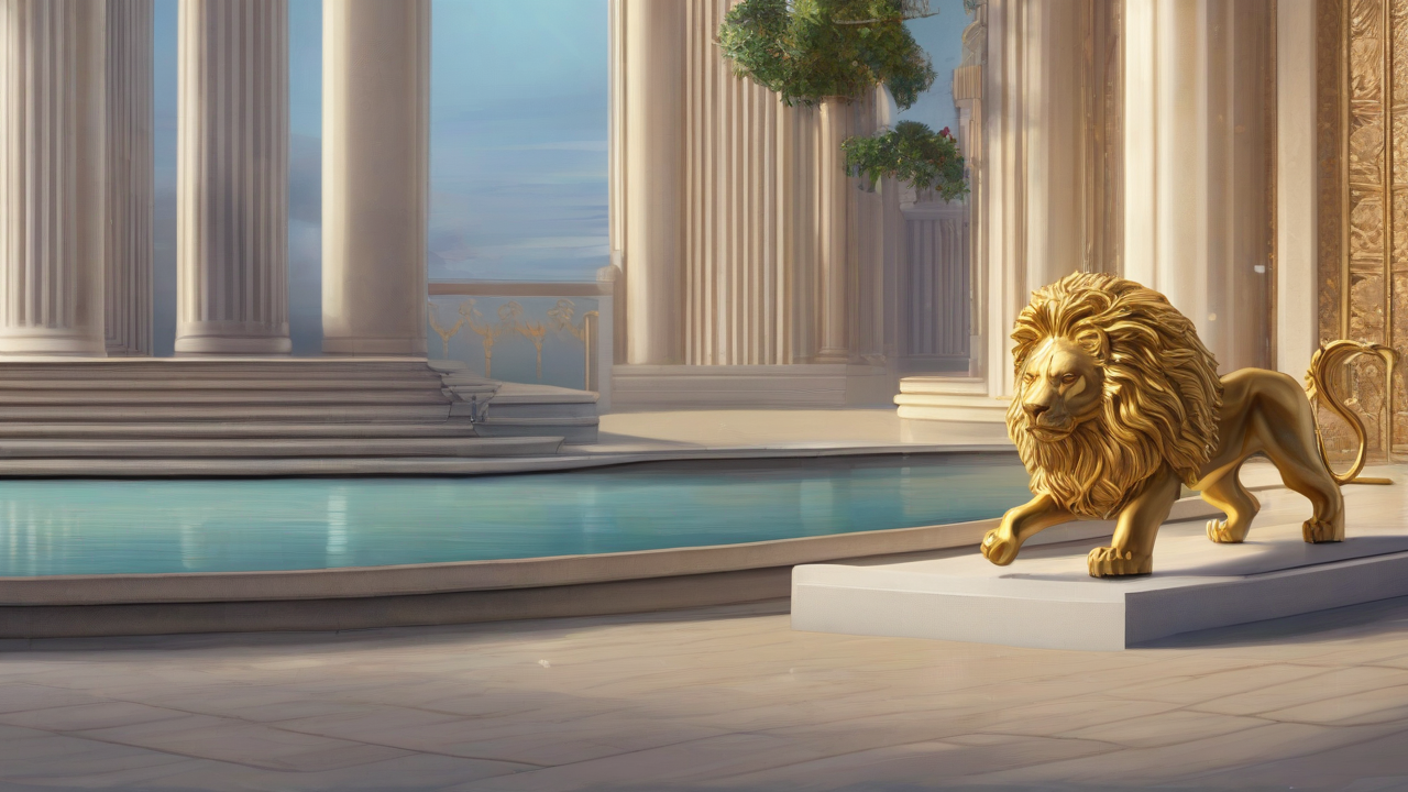 An empty Lido stage with a golden lion statuette and no readable names