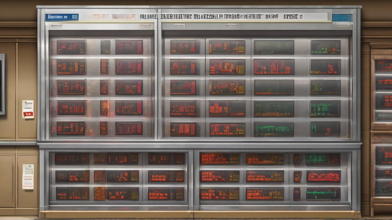 An empty listing board with no readable ticker