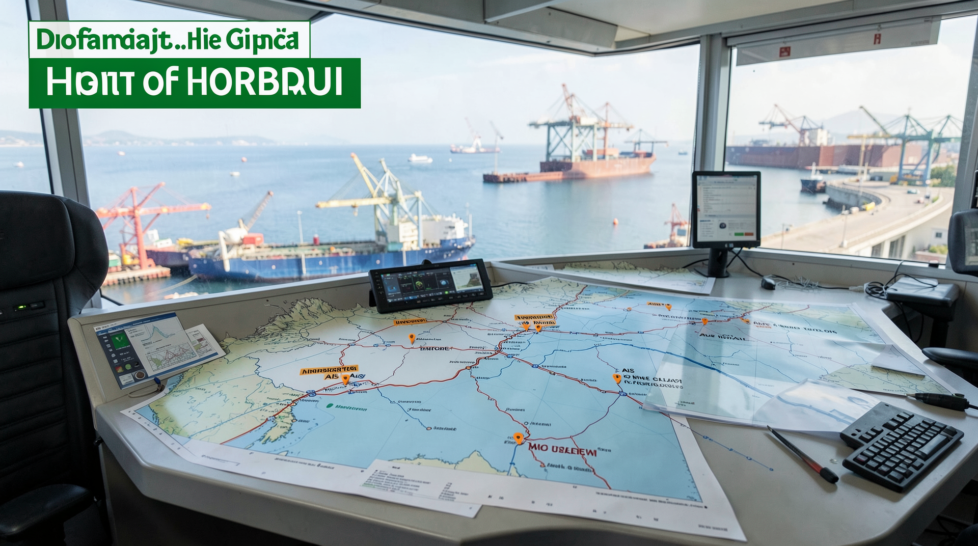A tanker route map over the Strait of Hormuz with green diplomatic text and amber port and insurance markers