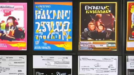 A multiplex lobby with franchise standees and a smaller original film poster near the ticket line